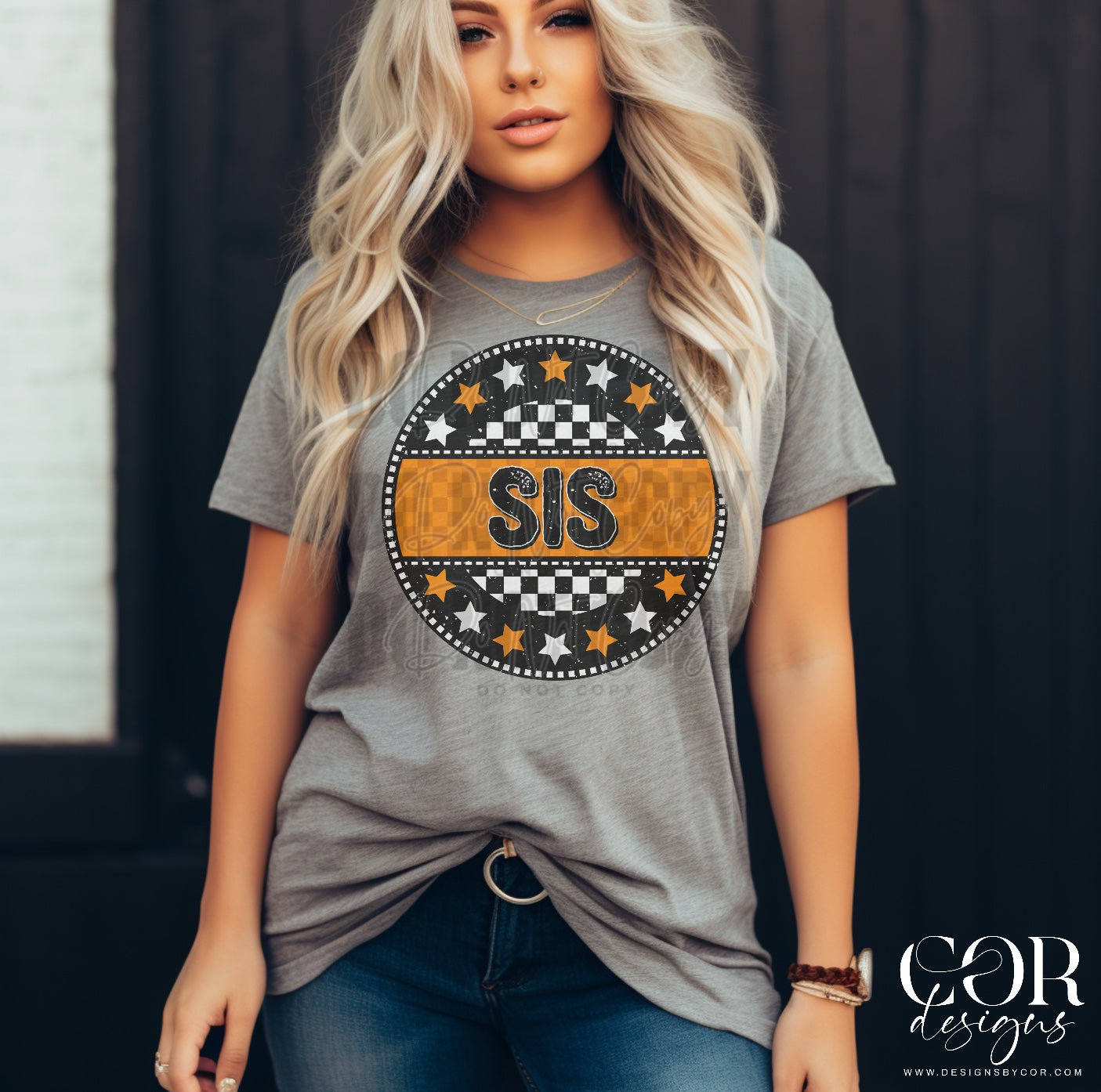 Sis Orange And White Stars Circle