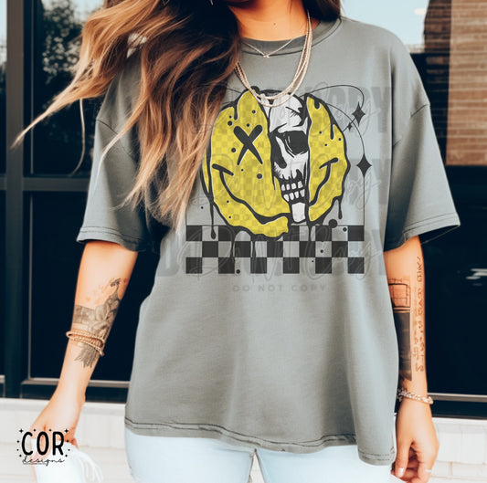 Checkered Skull And Smiley Face