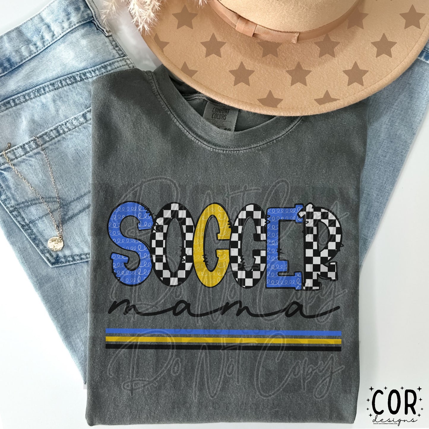Soccer Mama Checkered Blue And Yellow