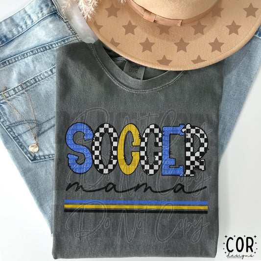 Soccer Mama Checkered Blue And Yellow
