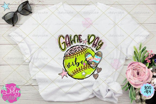 Game Day Vibes Softball Doodle Heart