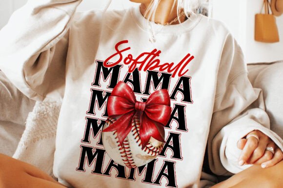 Softball Mama Baseball With Bow