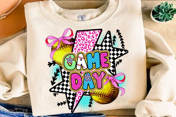 Game Day Softball Mama Checkered Retro