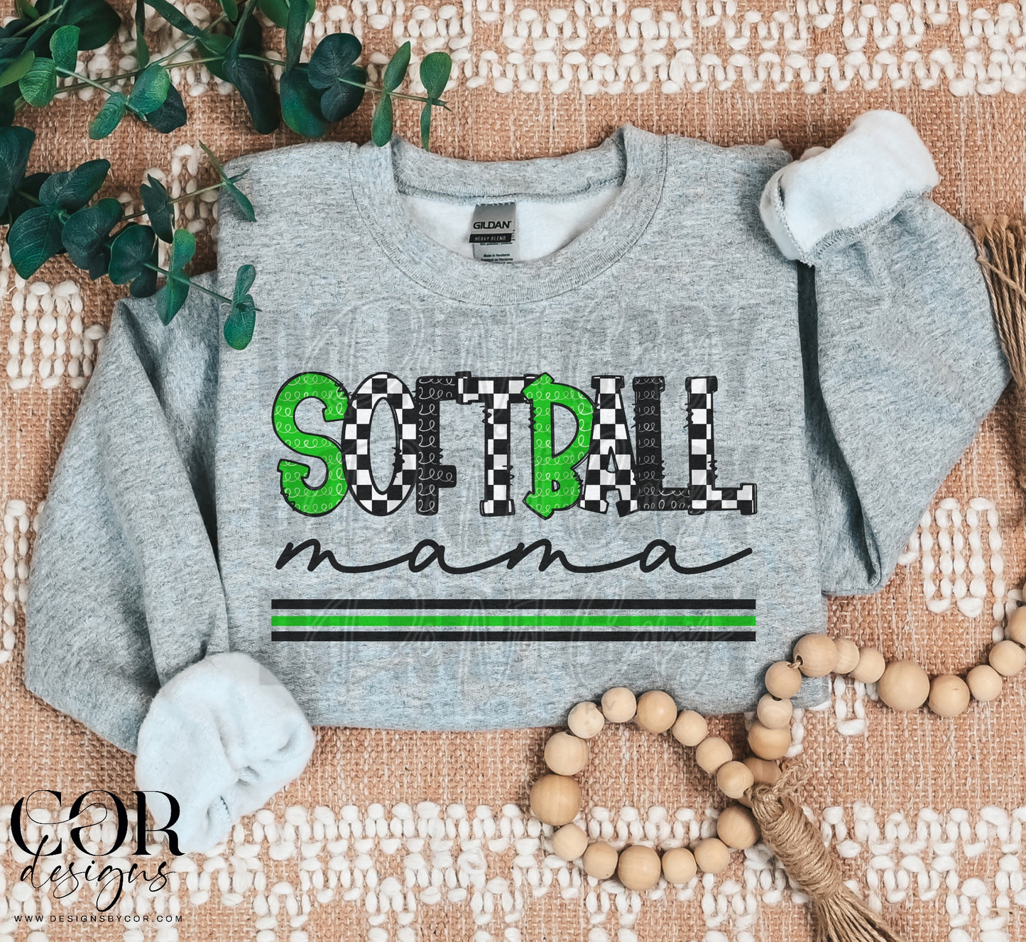 Softball Mama Checkered Green And Black