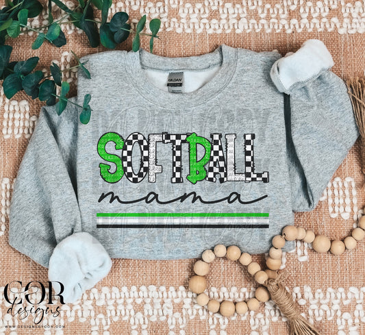 Softball Mama Checkered And Green