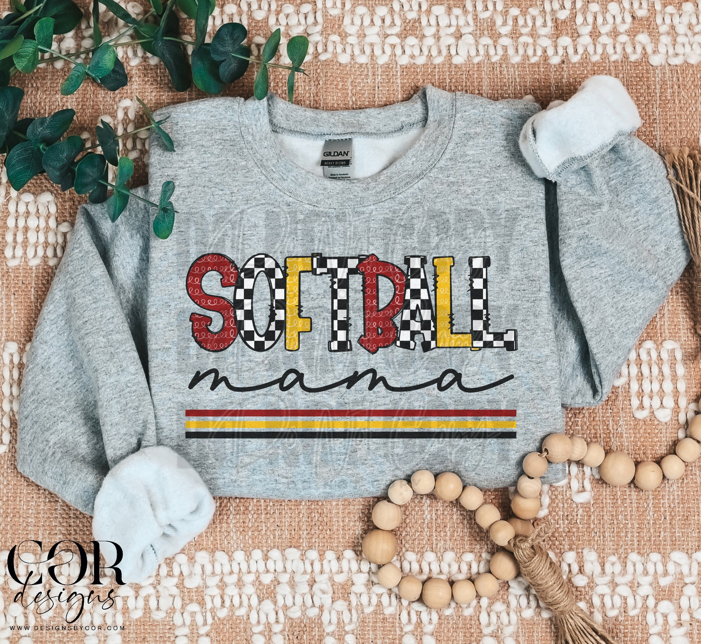 Softball Mama Checkered Maroon And Gold