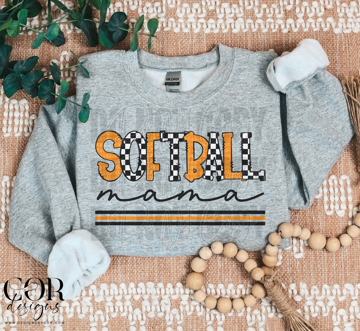 Softball Mama Checkered And Orange