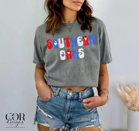 Southern Oaks Red White And Blue Heart Letters
