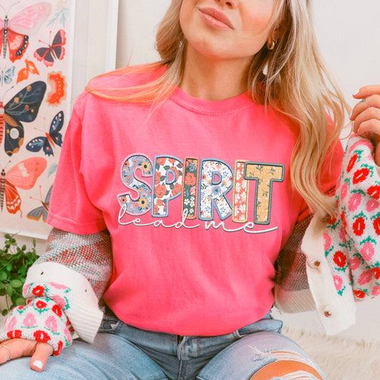 Spirit Lead Me-Flower Embroidery Letters