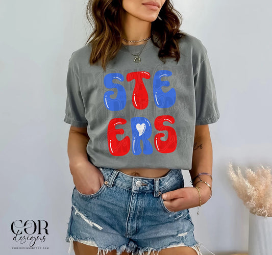 Steers Blue And Red