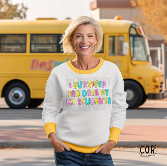 I Survived 100 Days Of My Students Colorful Letters