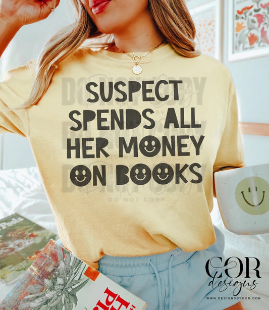 Suspect spends all her money on books