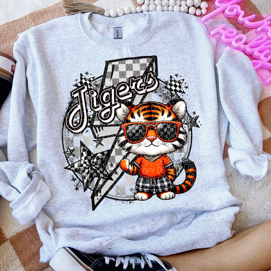 Tigers Checkered Lightning Bolt