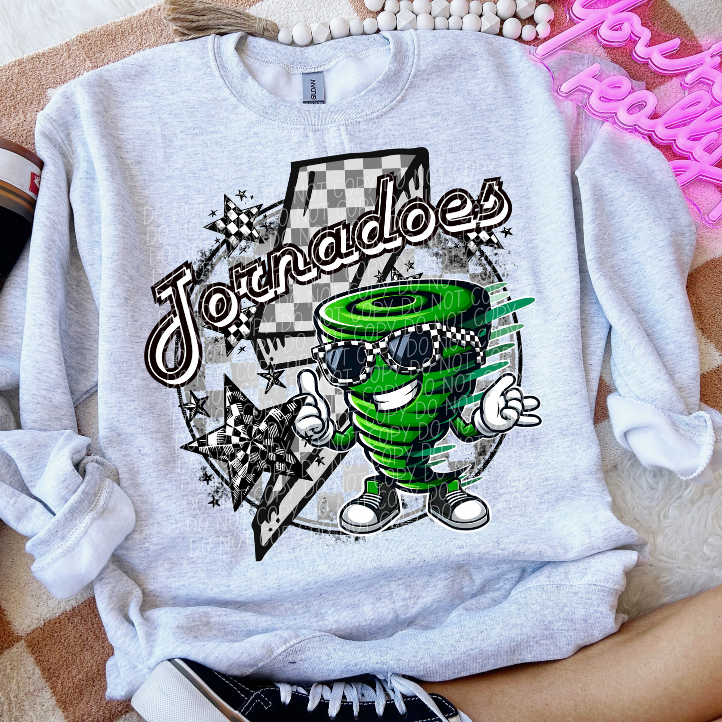 Tornadoes Checkered Lightning Bolt