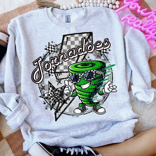 Tornadoes Checkered Lightning Bolt