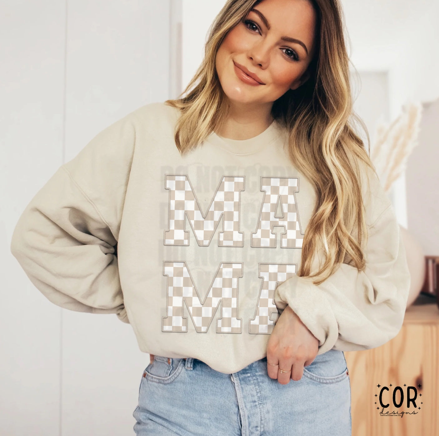 Mama Tan Checkered Letters