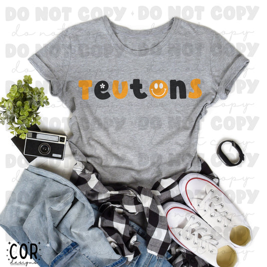 Teutons Orange And Black Flower And Heart Letters