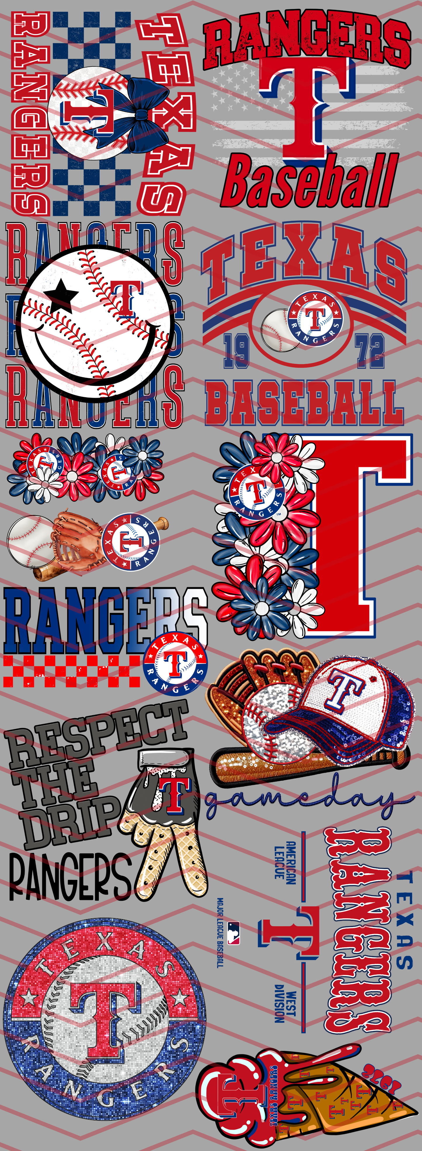 Texas Rangers Premade Gang Sheet