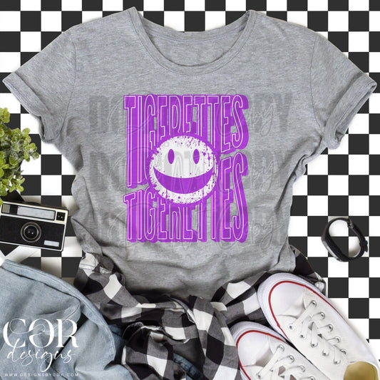 Tigerettes Purple Smiley Face