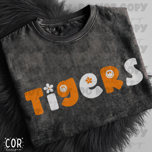 Tigers Orange And White Flowers And Smiley Faces