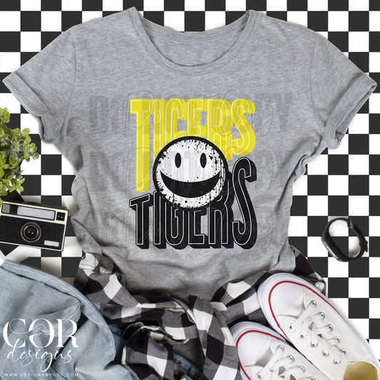 Tigers Yellow And Black Smiley Face
