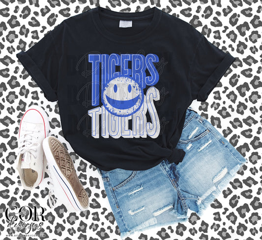 Tigers Blue And White Smiley Face