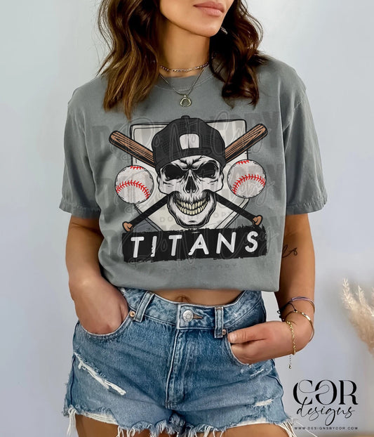 Titans Black Baseball With Skull