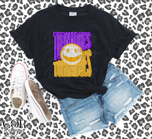 Tornadoes Purple And Orange Smiley Face