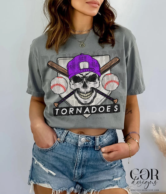Tornadoes Purple Baseball With Skull