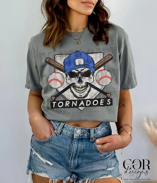 Tornadoes Royal Blue Baseball With Skull