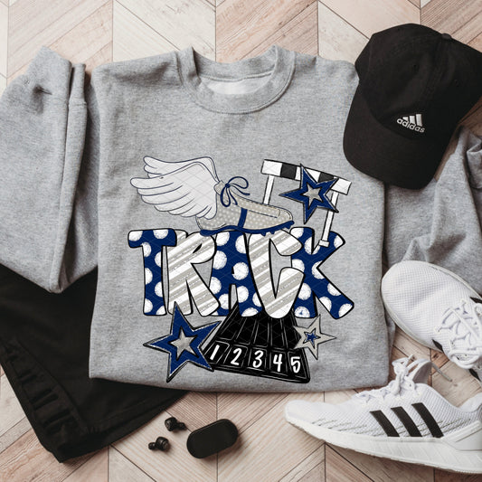 TRACK DOODLE NAVY BLUE GREY
