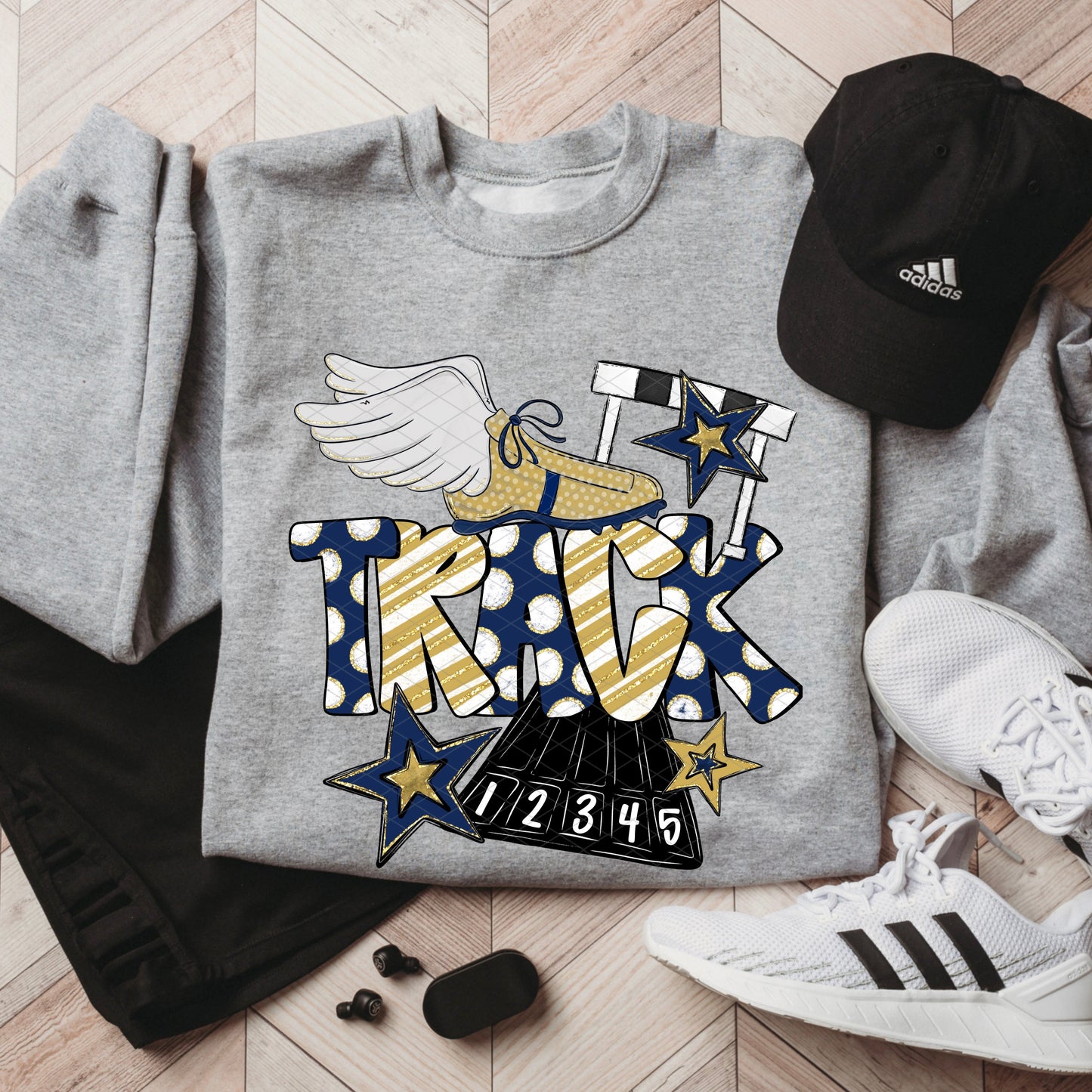 TRACK DOODLE NAVY BLUE GOLD