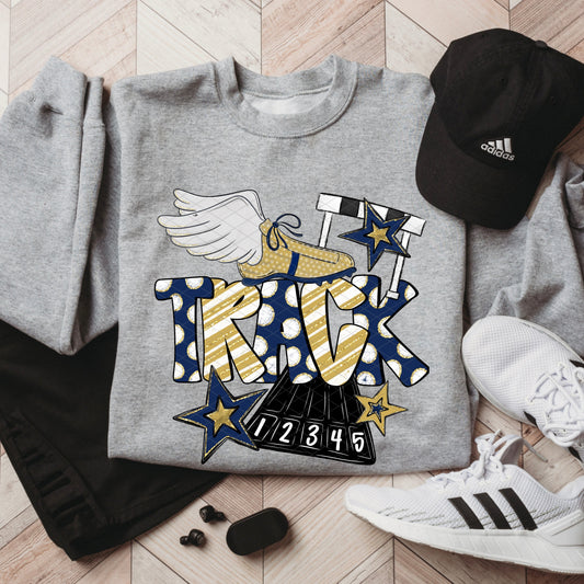 TRACK DOODLE NAVY BLUE GOLD