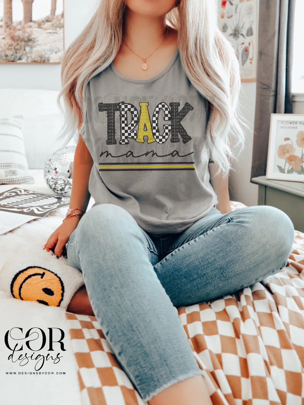 Track Mama Checkered Black And Gold