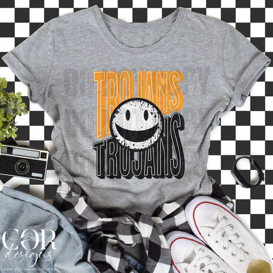 Trojans Orange And Black Smiley Face