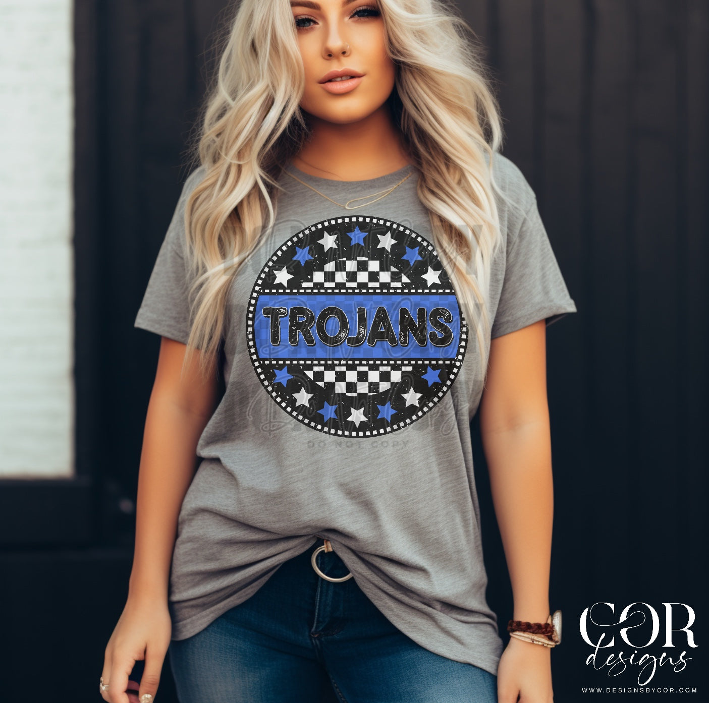 Trojans Blue And White Stars