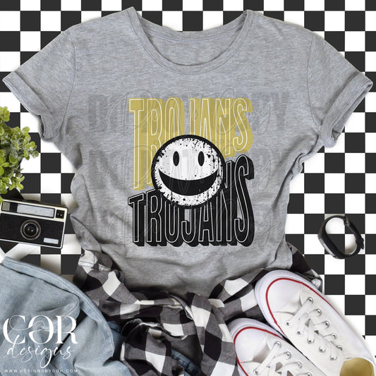 Trojans Yellow And Black Smiley Face