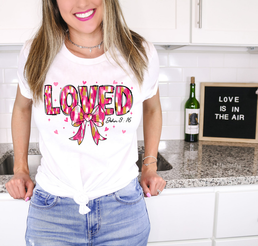 Loved Pink Lettering With Bow