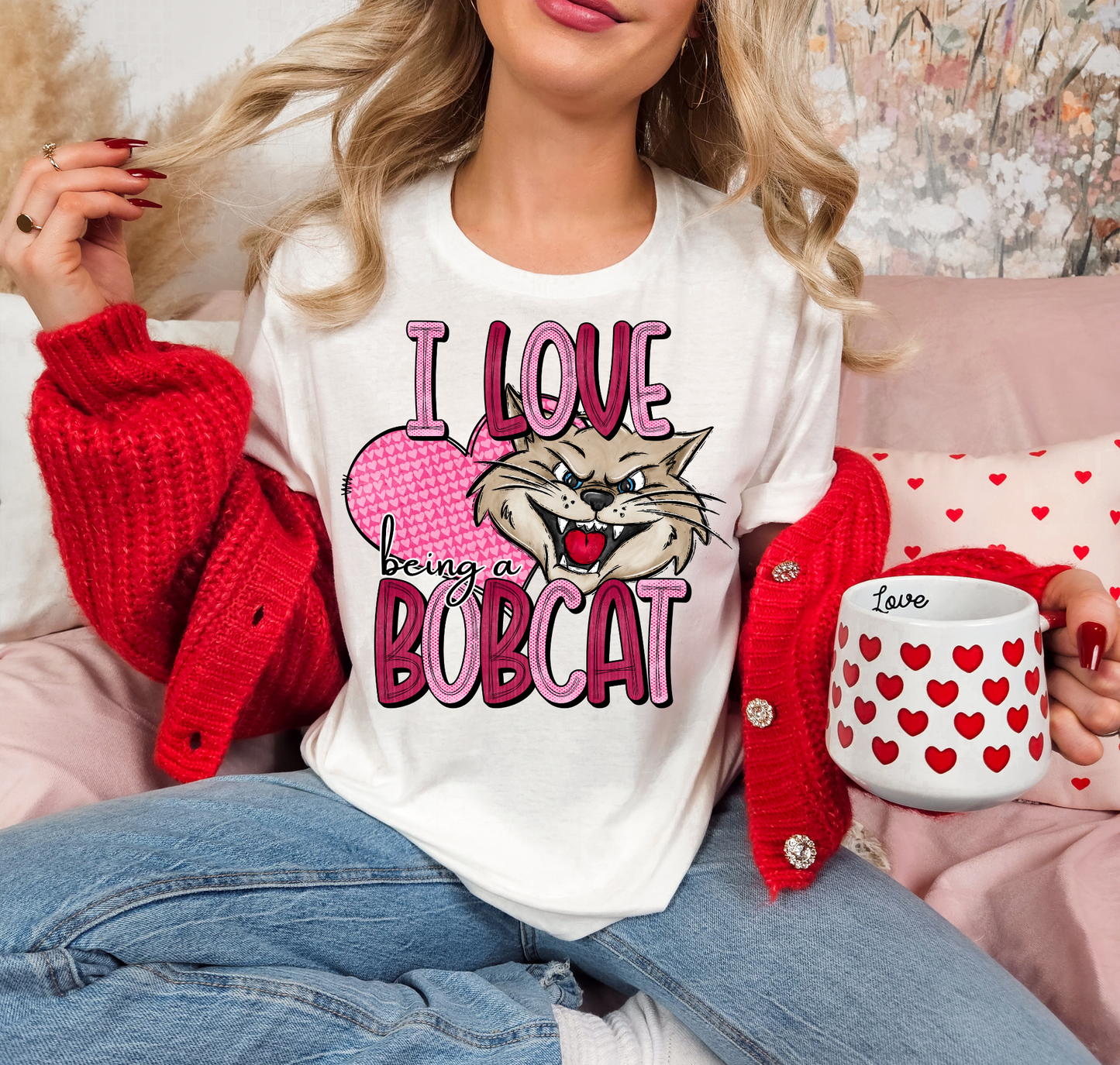 I Love Being A Bobcat Pink Heart