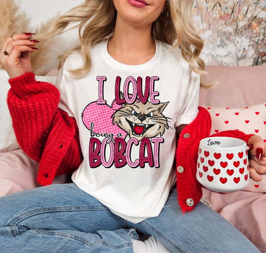 I Love Being A Bobcat Pink Heart