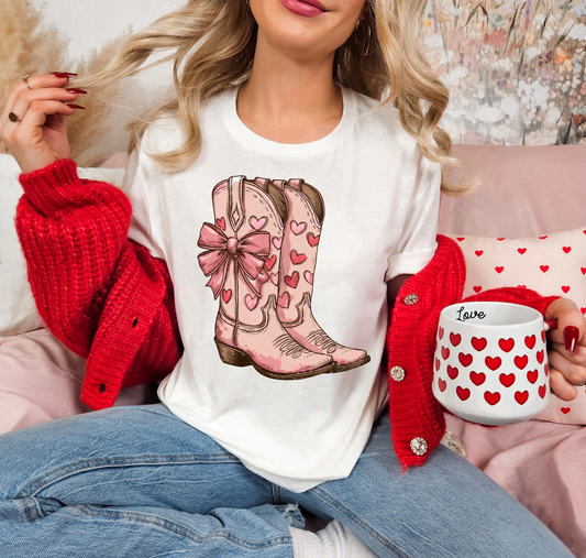 Pink Cowboy Boots With Hearts