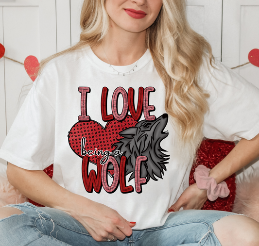 I Love Being A Wolf Pink Heart