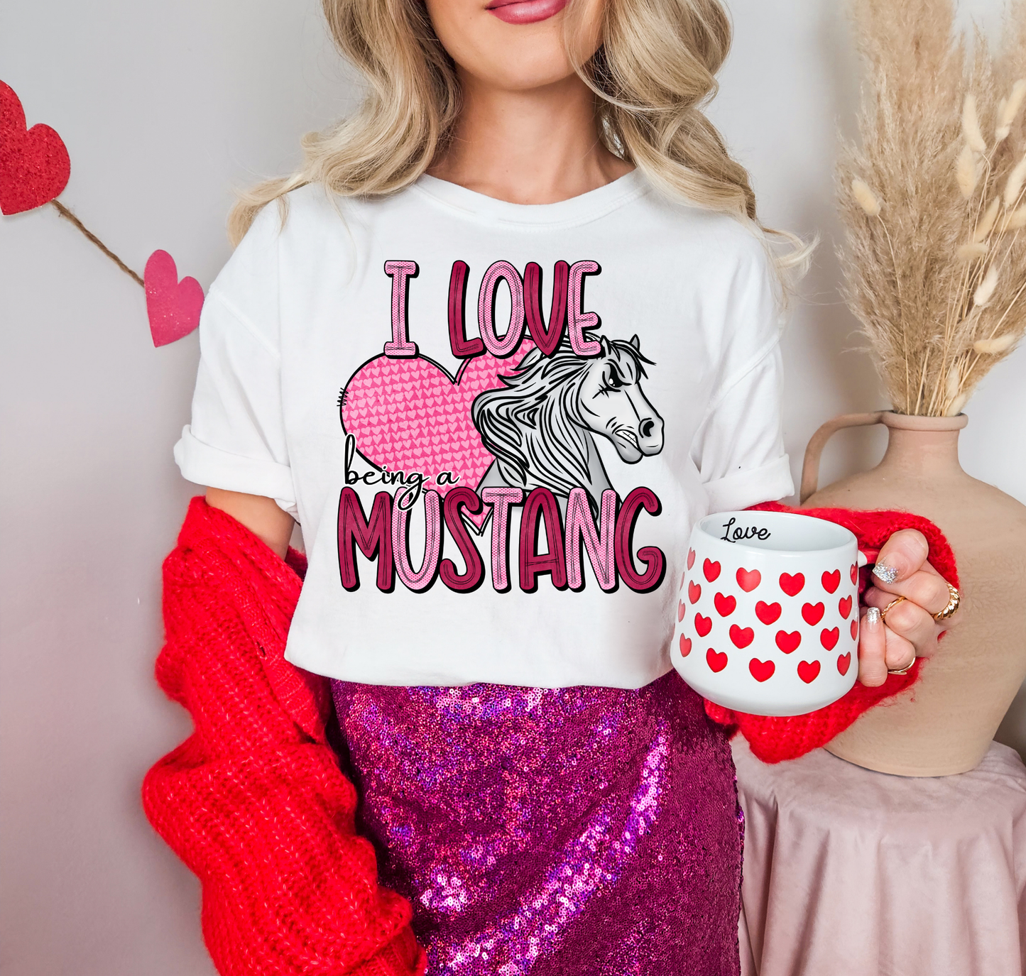 I Love Being A Mustang Pink Heart