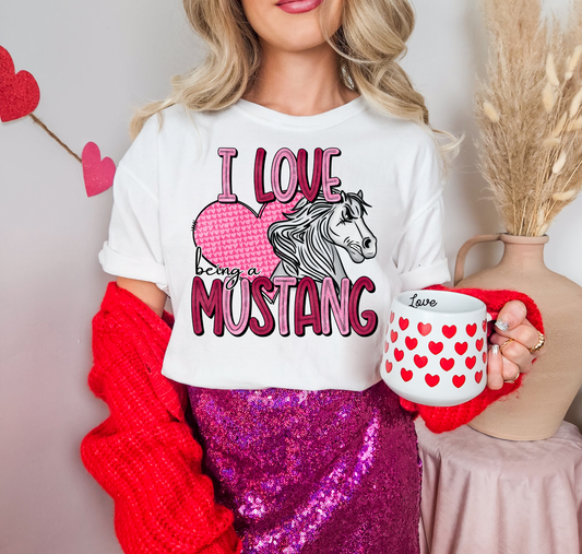 I Love Being A Mustang Pink Heart