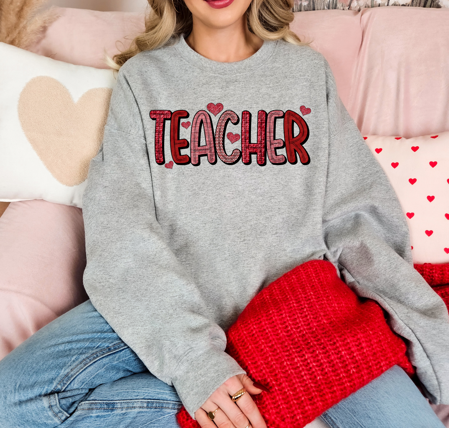 Teacher Valentines Hearts Red