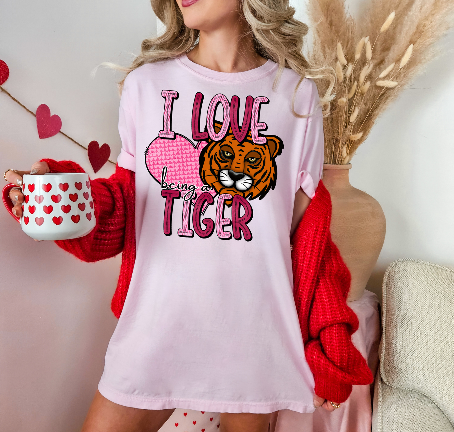 I Love Being A Tiger Pink Letters Pink Heart