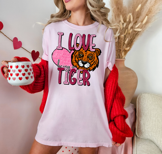 I Love Being A Tiger Pink Letters Pink Heart
