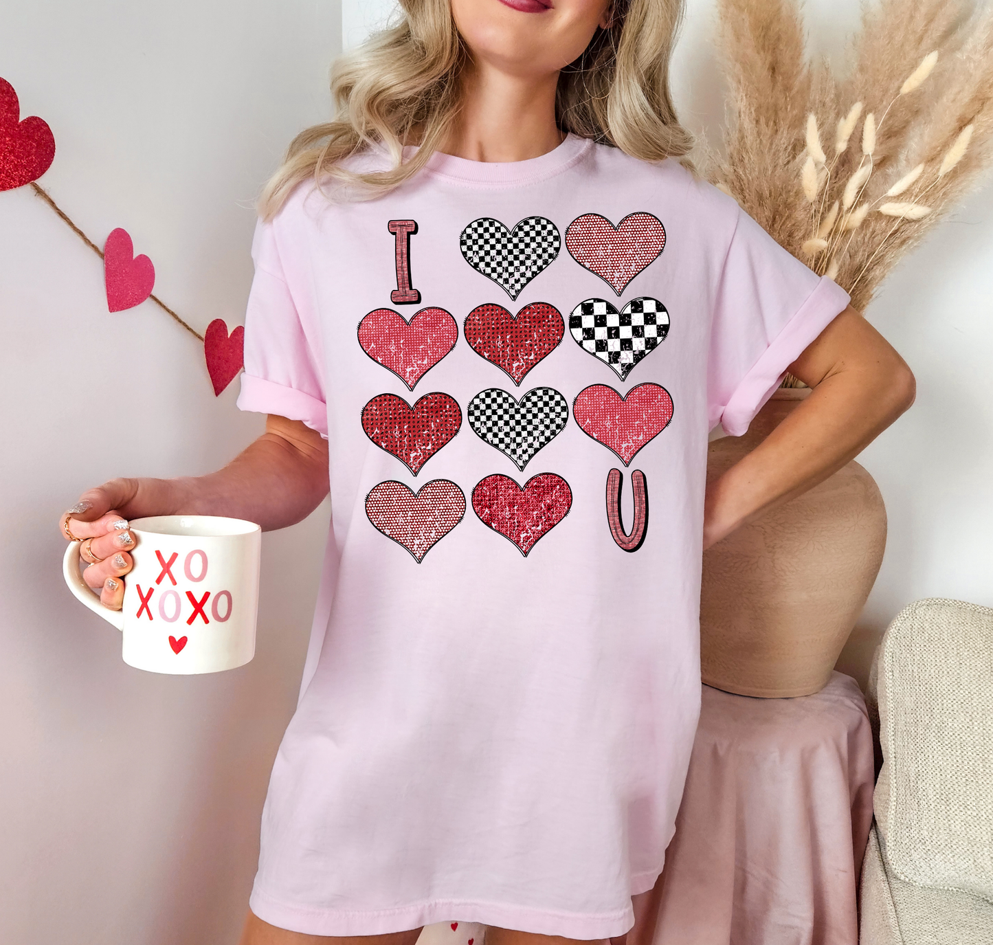 I Heart You Checkered & Red Hearts