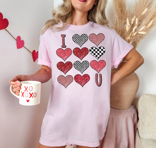 I Heart You Checkered & Red Hearts