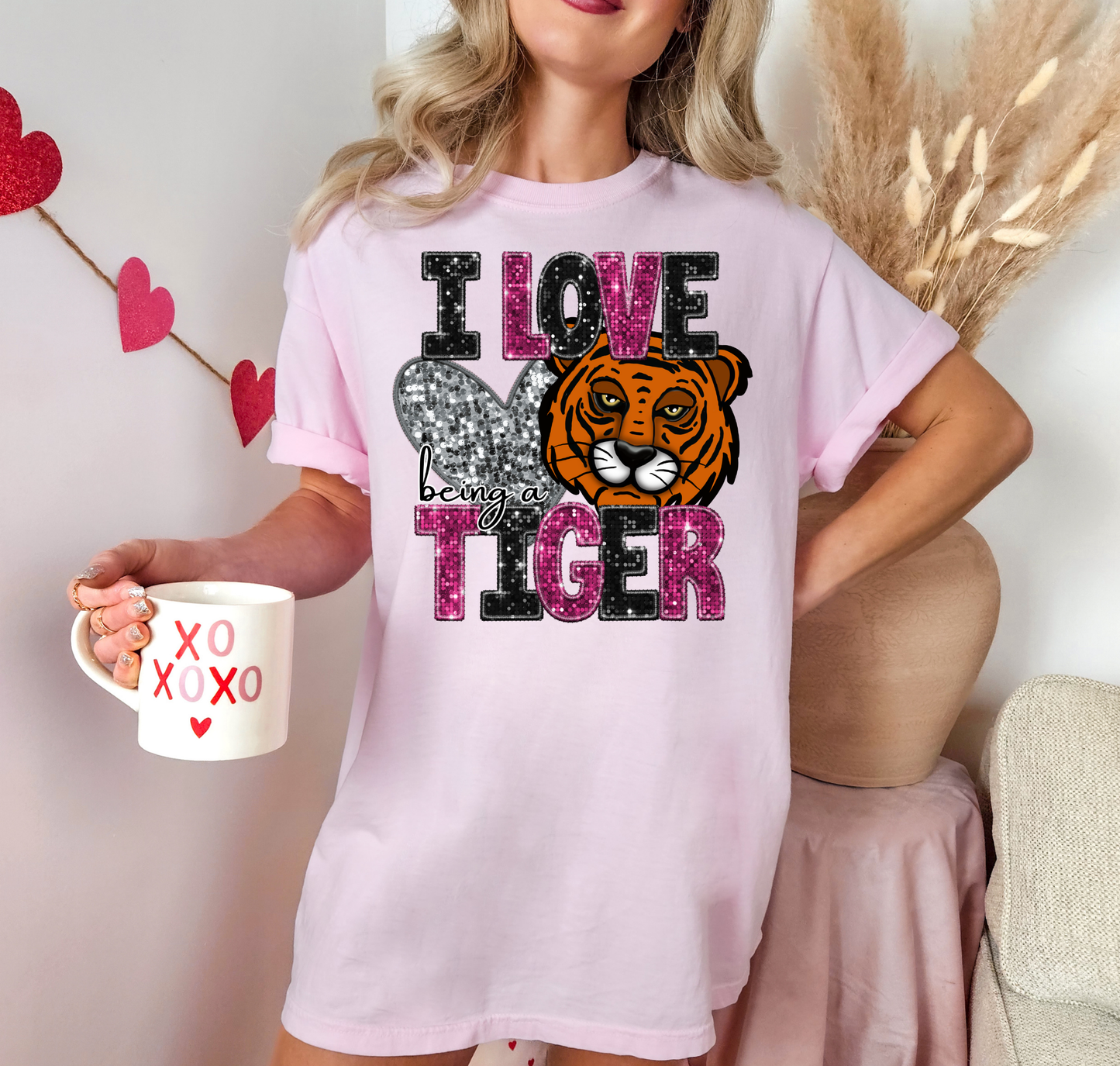 I Love Being A Tiger Glitter Silver Heart